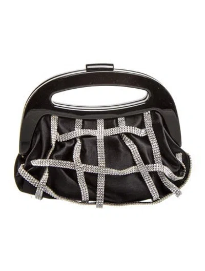 Pre-owned Jimmy Choo Satin Minaudière In Black