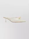 Jimmy Choo Satin Mules With Pearl Detail And Kitten Heel In White
