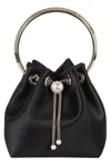 Jimmy Choo Leather Bucket Bag Chain Detail In Black