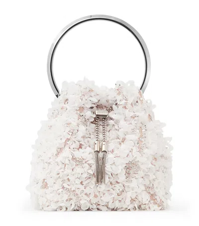 Jimmy Choo Satin Petal Bon Bon Top-handle Bag In White
