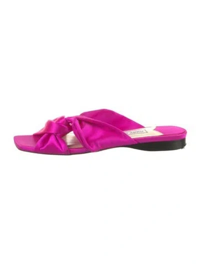 Pre-owned Jimmy Choo Satin Pleated Accents Mules In Pink