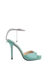 Jimmy Choo Satin Sandals With Rhinestone Detail In Green