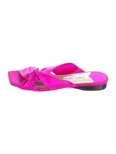 Pre-owned Jimmy Choo Satin Slides In Pink