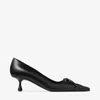 Jimmy Choo Scarlett Leather Lace-up Kitten Heel Pumps In Black