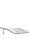 Jimmy Choo 50mm Scarlett Lace-up Pointed-toe Mules In Silver
