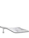 Jimmy Choo 50mm Scarlett Lace-up Pointed-toe Mules In Silver