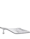 Jimmy Choo 50mm Scarlett Lace-up Pointed-toe Mules In Silver