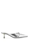 Jimmy Choo Leather Mules Scarlett Toe Kitten Heel In Silver