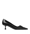 Jimmy Choo Scarlett Leather Lace-up Kitten Heel Pumps In Black