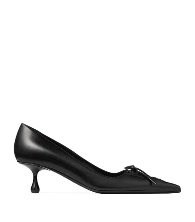 Jimmy Choo Scarlett Black Pumps With High Stiletto Heel And Front Laces In Leather Woman