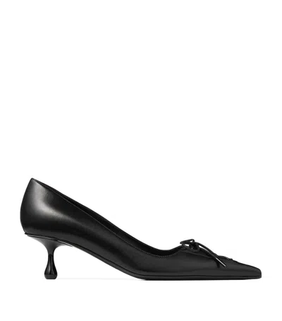 Jimmy Choo Scarlett Black Pumps With High Stiletto Heel And Front Laces In Leather Woman
