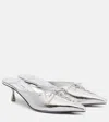Jimmy Choo Leather Mules Scarlett Toe Kitten Heel In Silver