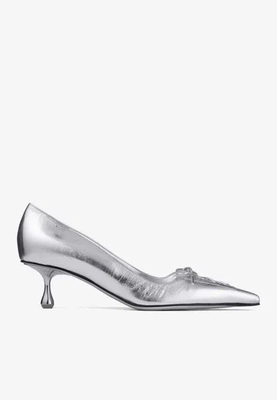 JIMMY CHOO SCARLETT 50 METALLIC LEATHER PUMPS