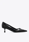Jimmy Choo Scarlett Leather Lace-up Kitten Heel Pumps In Black