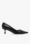 Jimmy Choo Scarlett Leather Lace-up Kitten Heel Pumps In Black