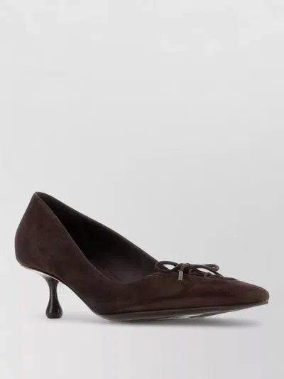 Jimmy Choo Scarlett 50 Suede Pumps Bow Kitten Heel In Brown