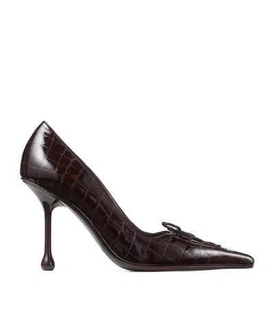 Jimmy Choo Scarlett 95 Croc-embossed Leather Pumps In Brown