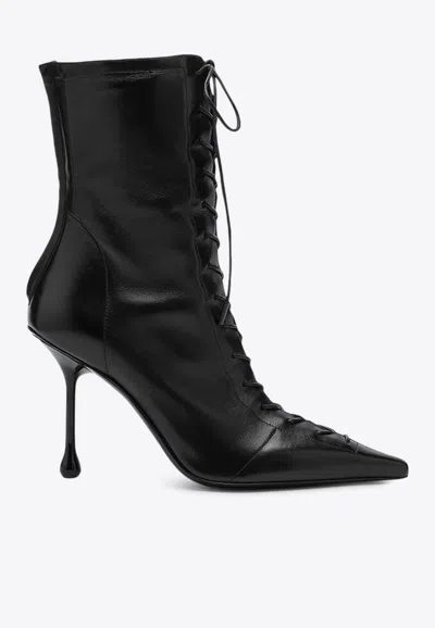 Jimmy Choo Scarlett 95 Leather Bootie In Black