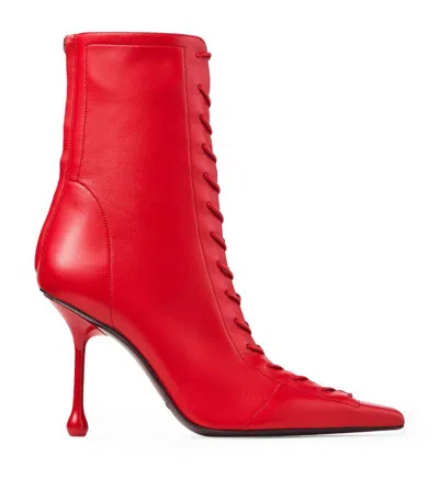 Jimmy Choo Scarlett 95 Leather Boots In Postbox Red