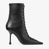 Jimmy Choo Scarlett 95 Leather Lace-up Boots In Black