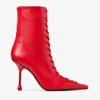 Jimmy Choo Womens Postbox Red Scarlett 95 Lace-up Leather Heeled Ankle Boots In Postbox Red