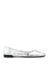 Jimmy Choo Scarlett Lace-up Bow Ballerina Flats In Silver