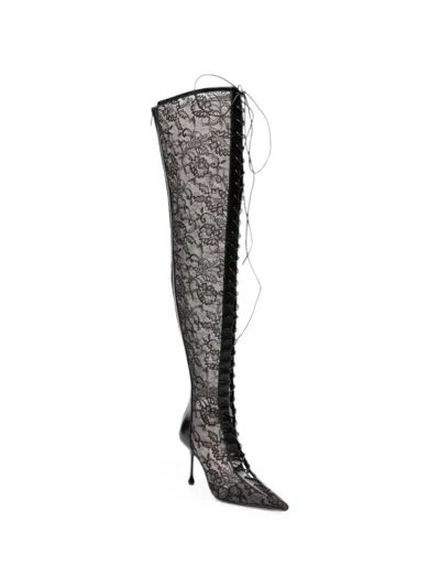 Jimmy Choo Scarlett Lace-up Over-the-knee Boots In Black