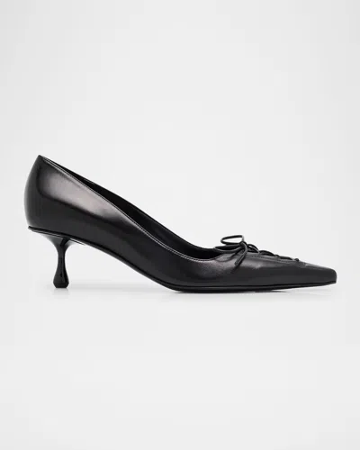 JIMMY CHOO SCARLETT LEATHER CORSET KITTEN PUMPS