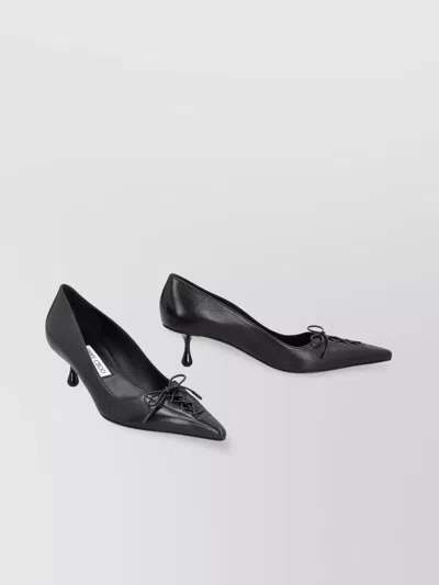 Jimmy Choo Scarlett Leather Lace-up Kitten Heel Pumps In Black