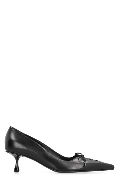Jimmy Choo Scarlett Black Pumps With High Stiletto Heel And Front Laces In Leather Woman