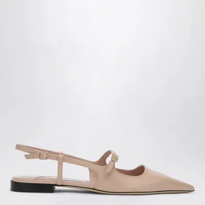 Jimmy Choo Scarpa Didi Flat Nude In Patent Leather In Animal Print