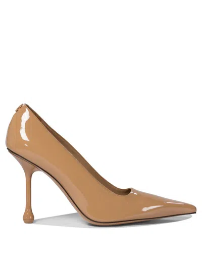 Jimmy Choo 95mm Ixia Patent Leather Pumps In Beige
