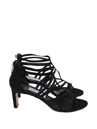 Pre-owned Jimmy Choo Selina Caged Stiletto Heeled Sandals In Black