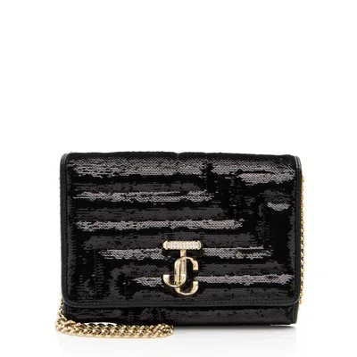 Jimmy Choo Avenue Sequin-embellished Clutch Bag In Black