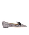 Jimmy Choo Gala Glitter Ballerina Shoes In Gray