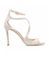 Jimmy Choo Azia 95 Glittered Satin Sandals In White