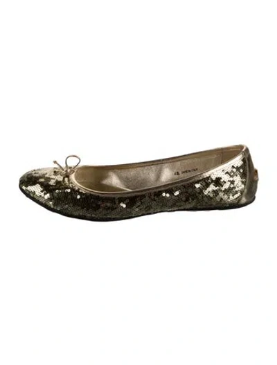 Pre-owned Jimmy Choo Sequins Bow Accents Ballet Flats