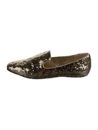 Pre-owned Jimmy Choo Sequins Loafers In Gold