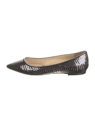 Pre-owned Jimmy Choo Sequins Patterned Ballet Flats In Black