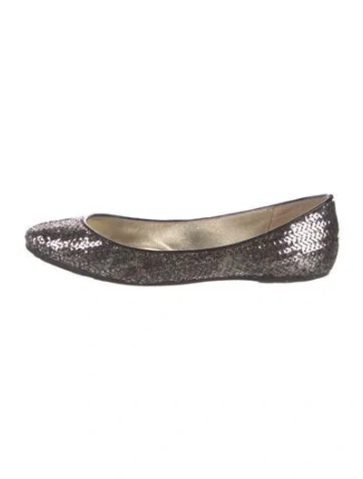 Pre-owned Jimmy Choo Sequins Patterned Ballet Flats In Silver