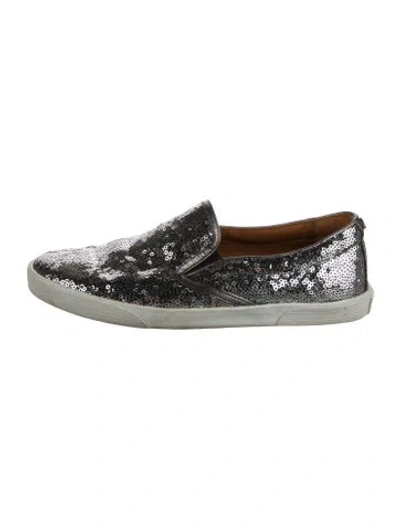 Pre-owned Jimmy Choo Sequins Sequin Embellishments Loafers In Silver