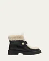 Jimmy Choo Shea Leather Shearling Ankle Boots In Blacknatural