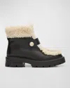 Jimmy Choo Shea Leather Shearling Ankle Boots In Blacknatural