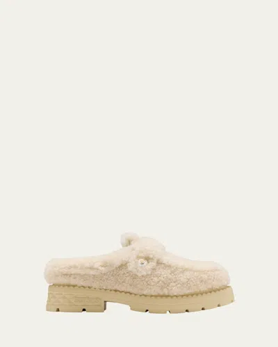Jimmy Choo Shea Shearling Loafer Mules In Natural