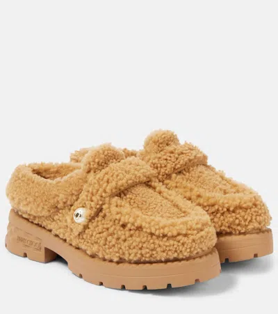 Jimmy Choo Shea Shearling Mules In Braun