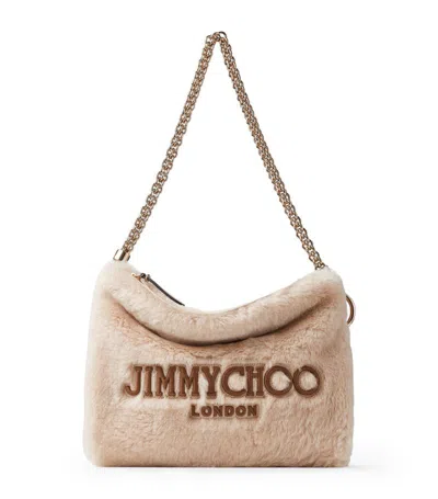 Jimmy Choo Shearling Callie Shoulder Bag In Brown