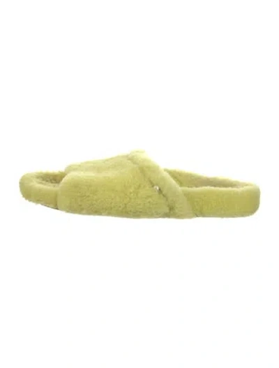 Pre-owned Jimmy Choo Shearling Slides In Green