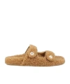 Jimmy Choo Fayence Shearling Sandal In Brown
