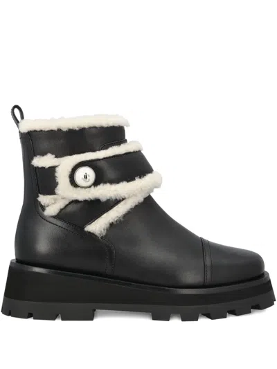 JIMMY CHOO SHEARLING-TRIMMED BOOTS