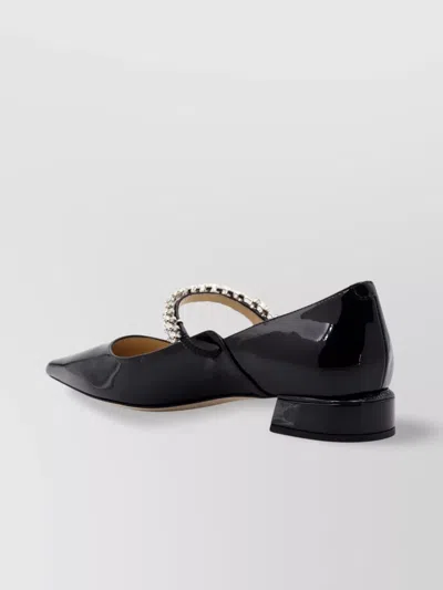 JIMMY CHOO SHINY LEATHER PUMPS CRYSTAL STRAP